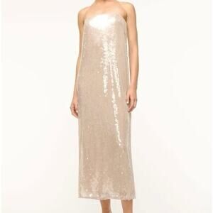 Staud Casey Sequin Maxi Dress In Moon 0 NWT